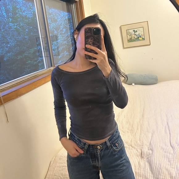 Mango Tops - Mango Charcoal Long Sleeve Top